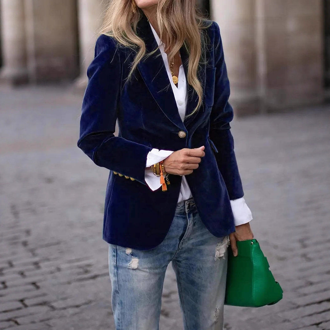 Seraphine | Women's Fitted Velvet Lapel Collar Blazer