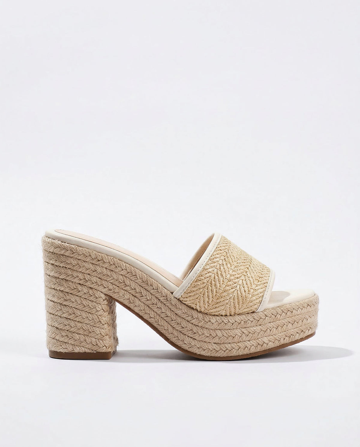Solara | Women's Woven Jute Platform Block Heel Comfortable Slides