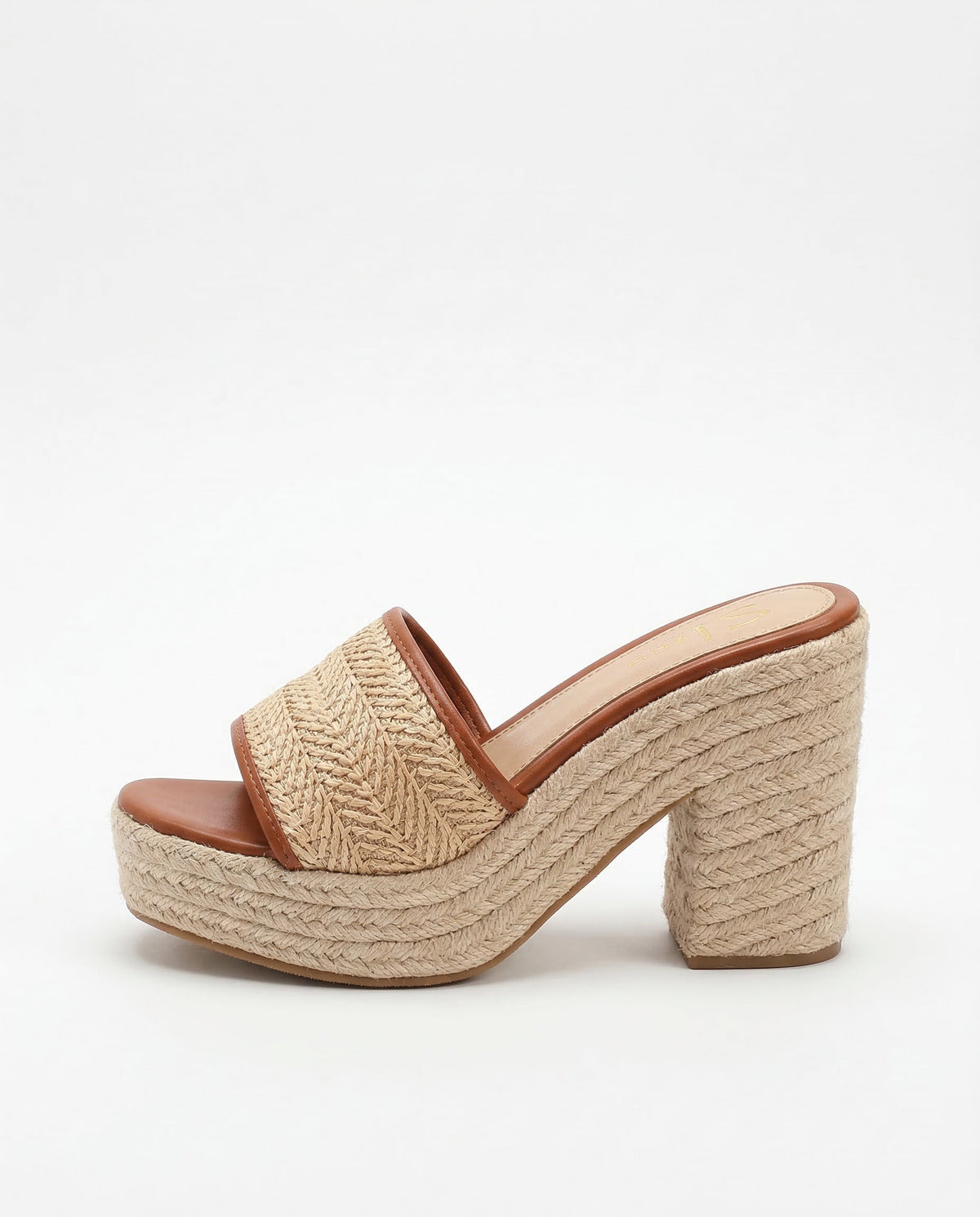 Solara | Women's Woven Jute Platform Block Heel Comfortable Slides