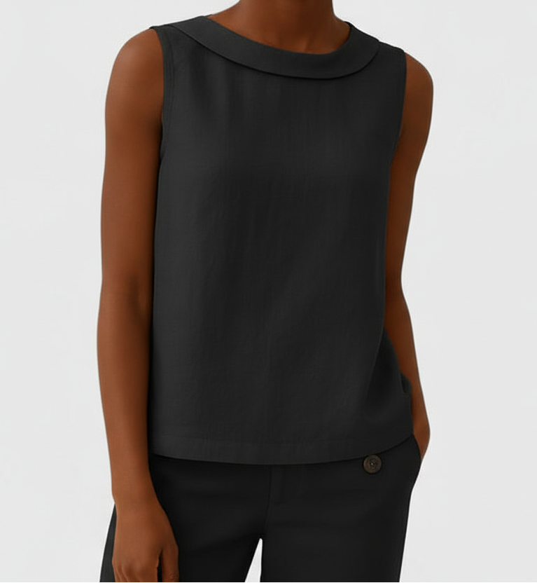 Anastine | Elegant Top with Roll Collar