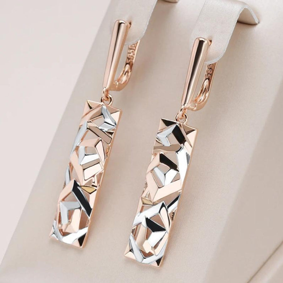 MYRA™ - Boucles d'oreilles élégantes rectangulaires or et argent