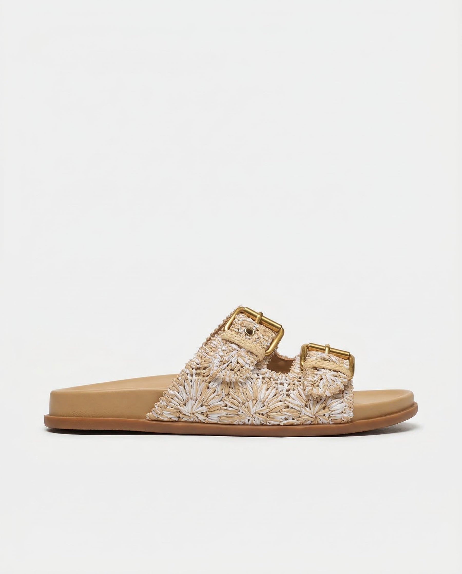 Isla | Women's Embroidered Raffia Floral Comfortable Slides