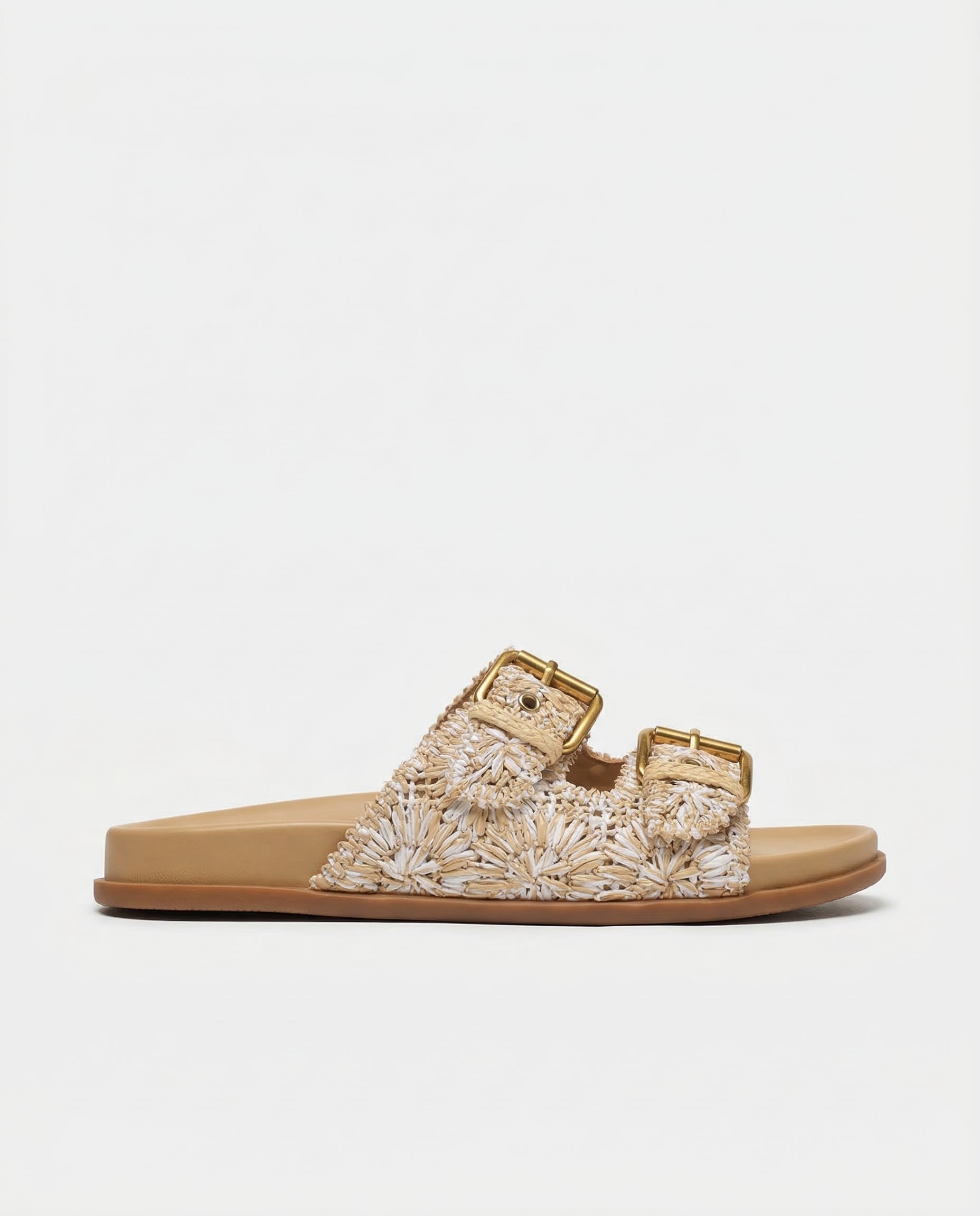 Isla | Women's Embroidered Raffia Floral Comfortable Slides
