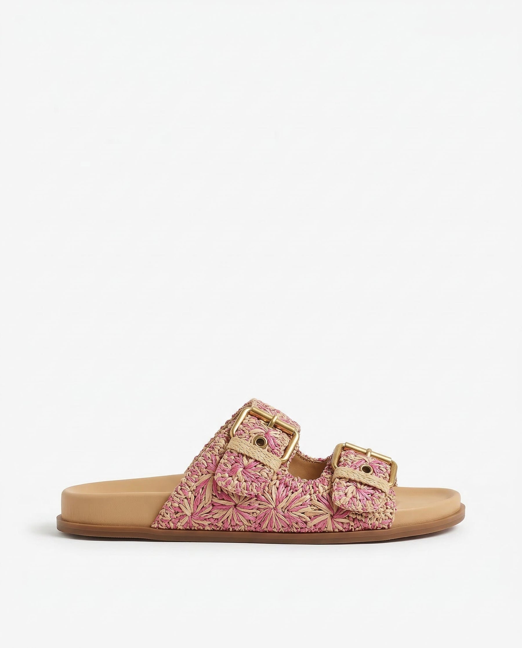 Isla | Women's Embroidered Raffia Floral Comfortable Slides
