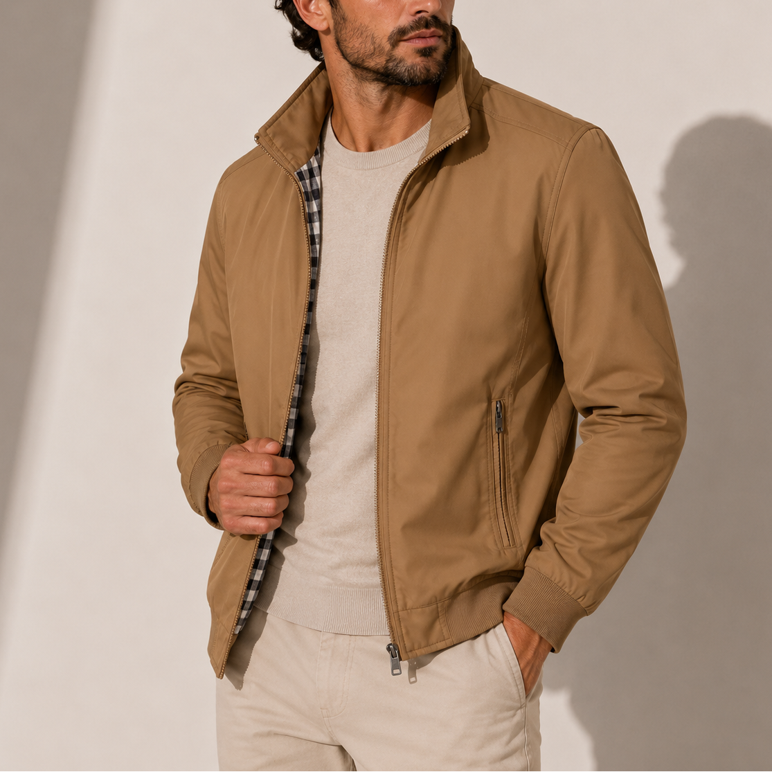 Noah | Men's Quilted Zip-Up Bomber Jacket Ribbed Trim