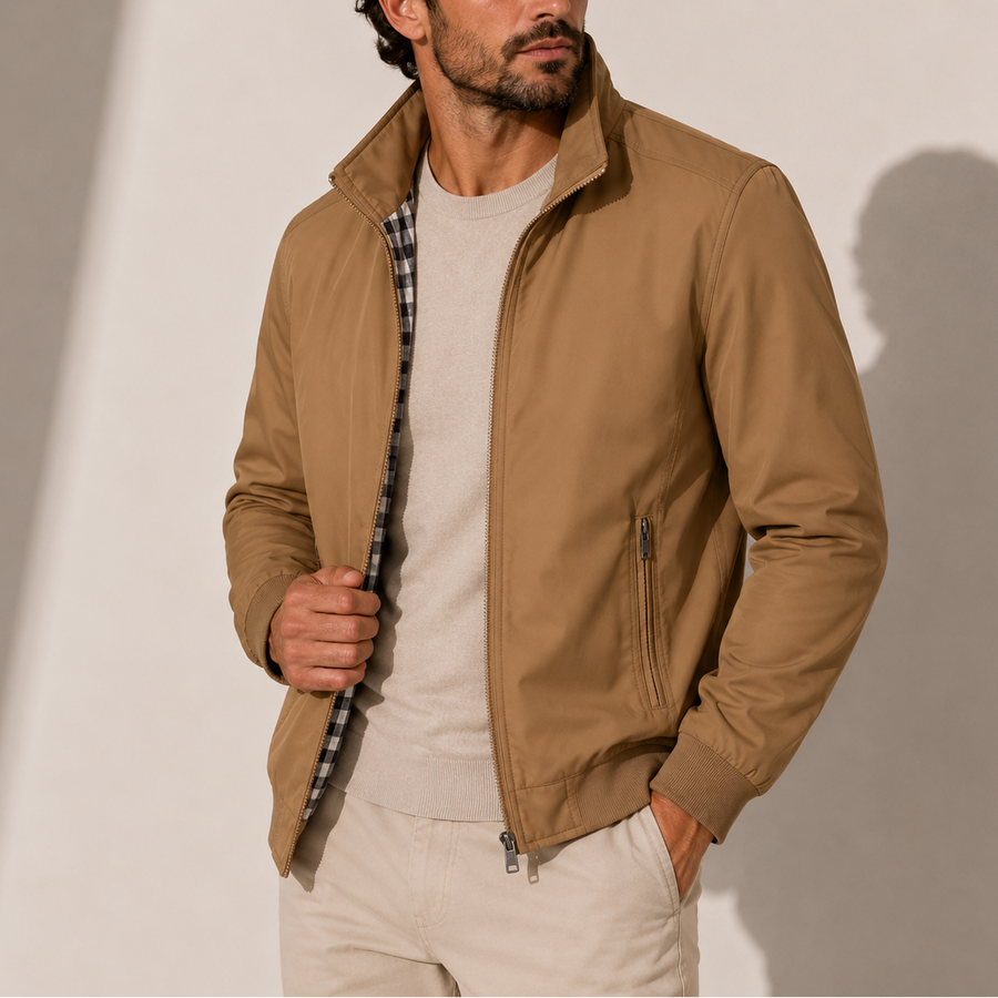 Noah | Men's Quilted Zip-Up Bomber Jacket Ribbed Trim
