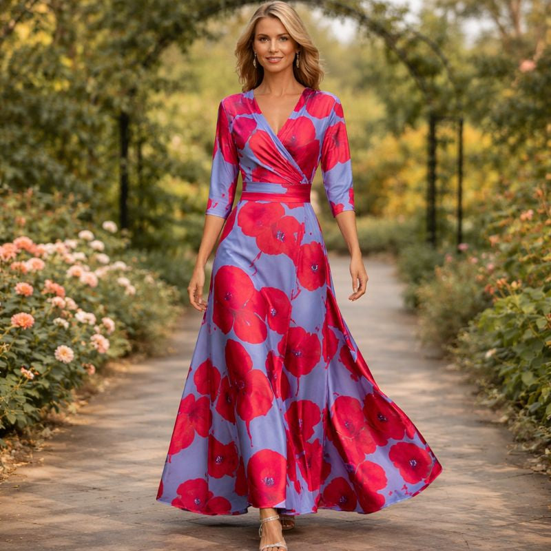 Lillian | Robe longue fluide portefeuille
