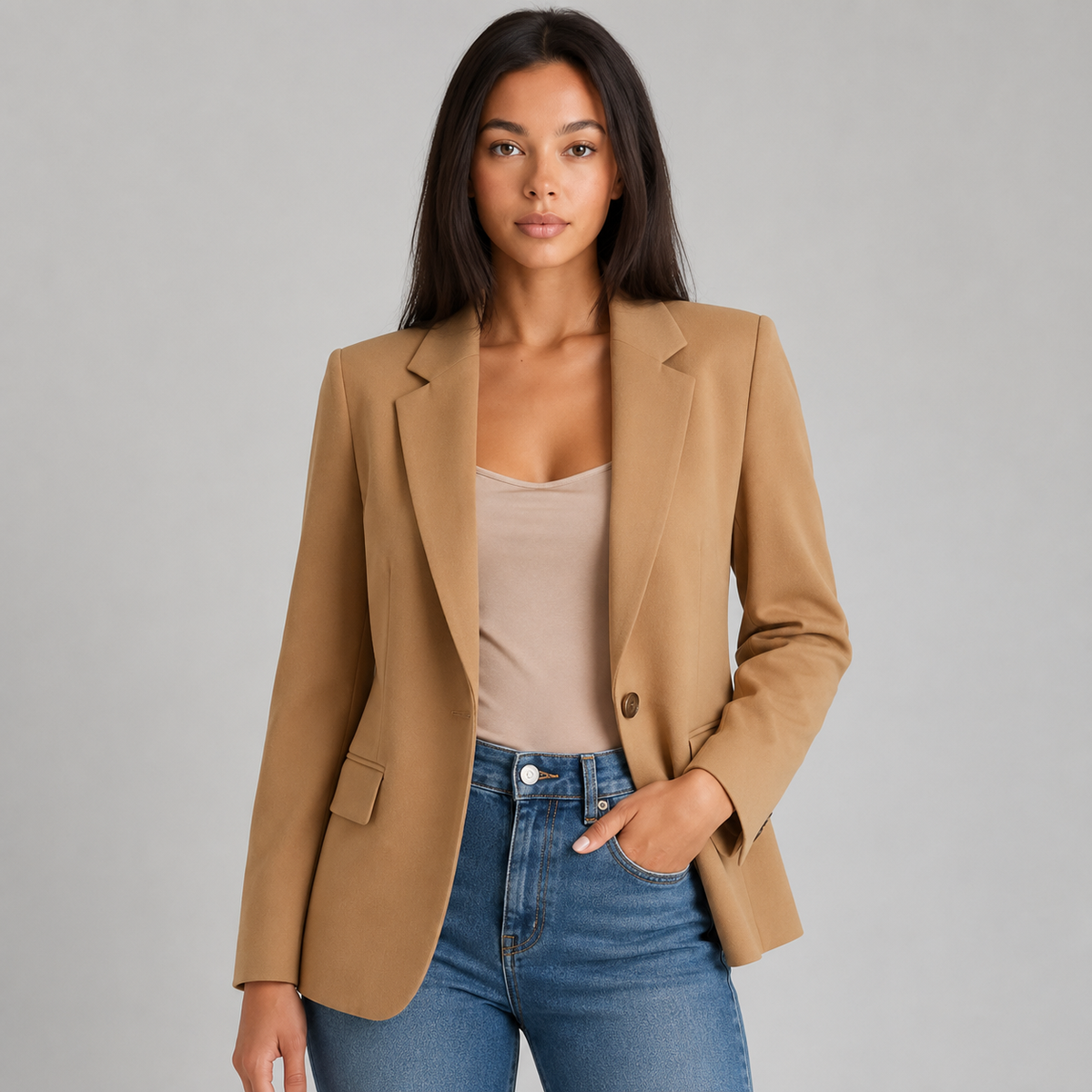 Vienna | Women's Single-Button Notch Lapel Ponte Knit Blazer