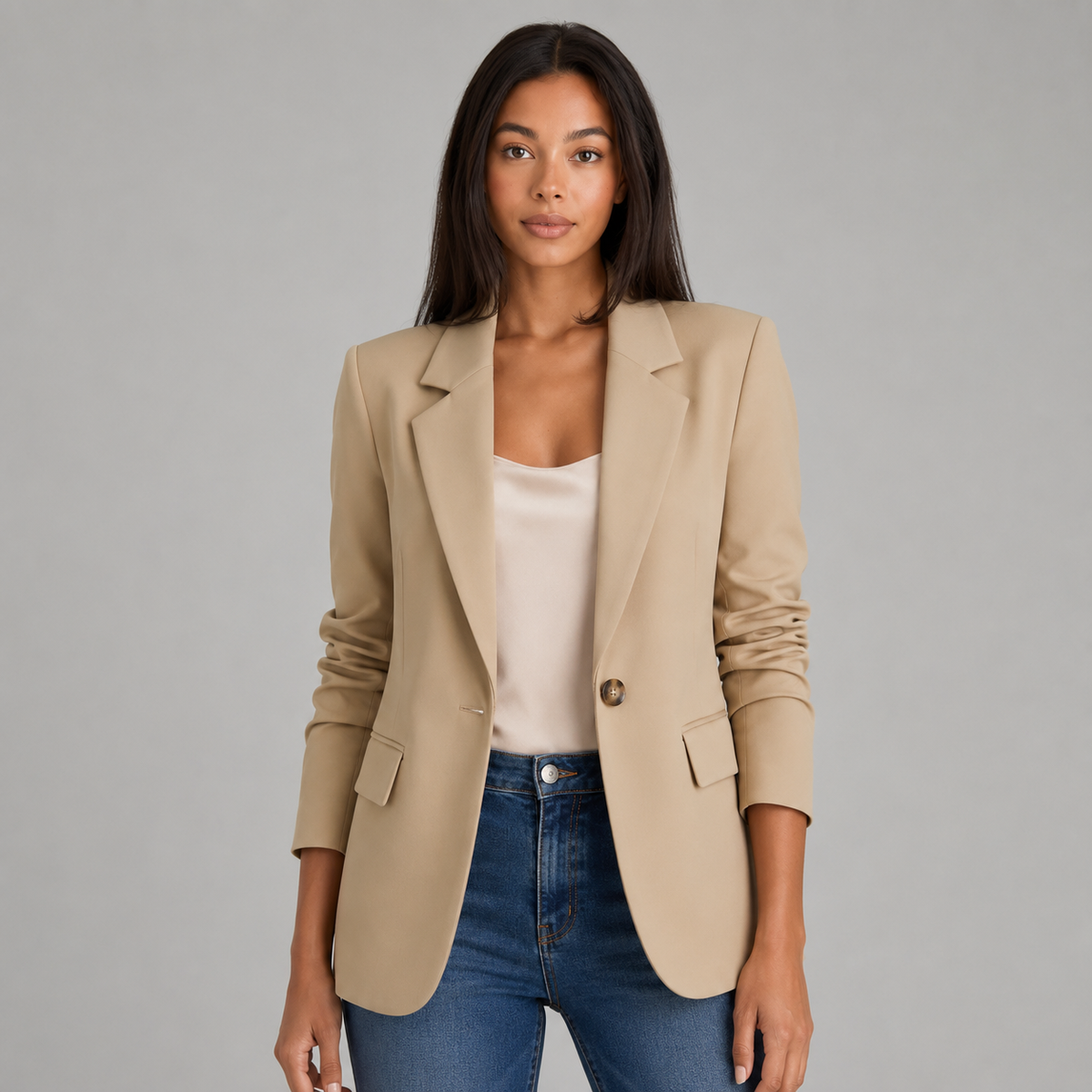 Vienna | Women's Single-Button Notch Lapel Ponte Knit Blazer