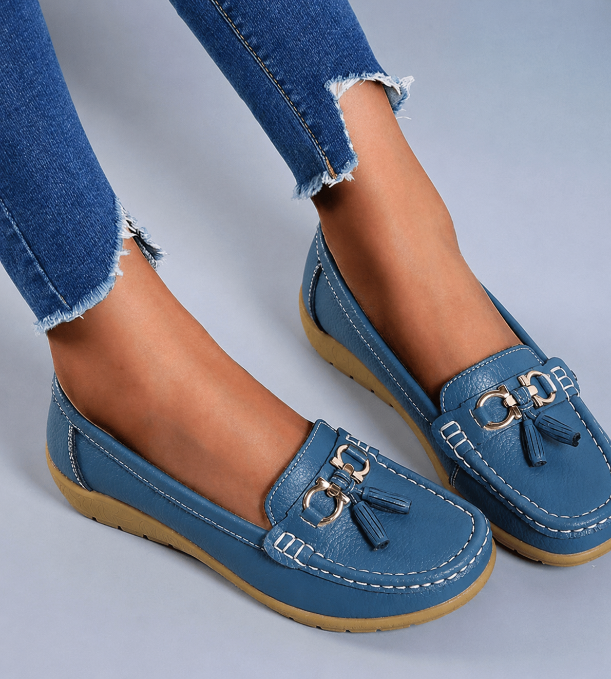 Isadora | Women's Gold Tassel Flat Loafers
