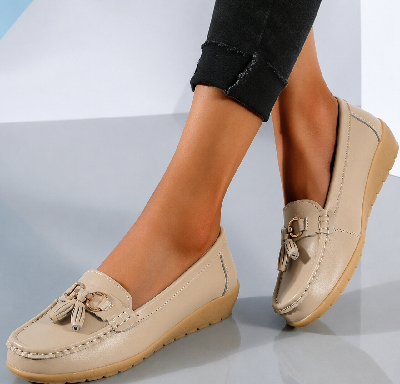 Isadora | Women's Gold Tassel Flat Loafers