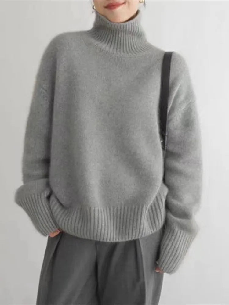 Amaya | Women's Cashmere Turtleneck Relaxed Fit Knit Sweater