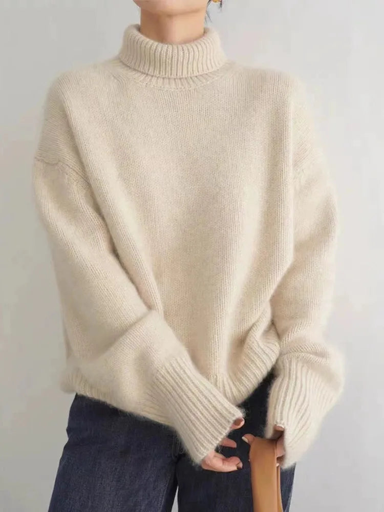 Amaya | Women's Cashmere Turtleneck Relaxed Fit Knit Sweater