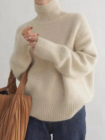 Amaya | Women's Cashmere Turtleneck Relaxed Fit Knit Sweater