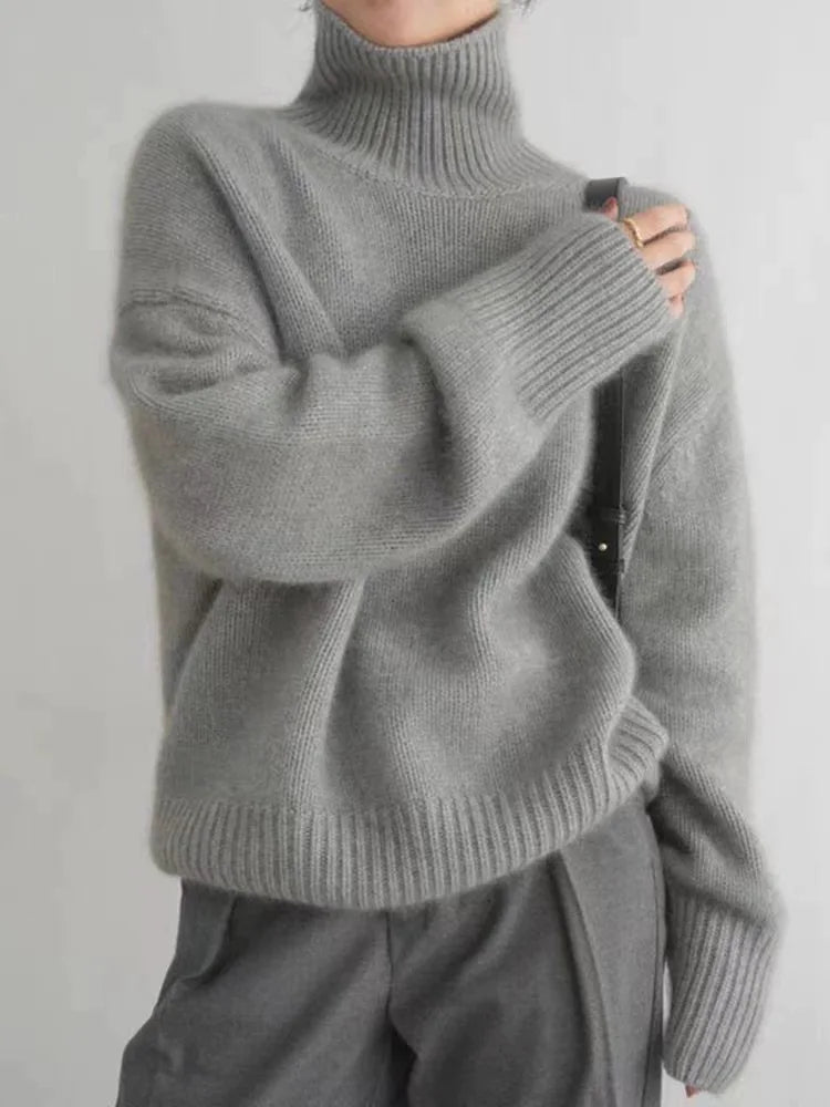 Amaya | Women's Cashmere Turtleneck Relaxed Fit Knit Sweater