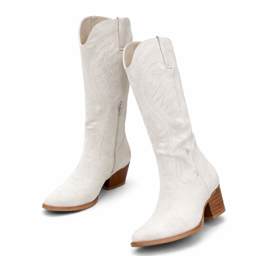 Willa | Women's Embroidered Cowboy Block Heel Knee-High Boots