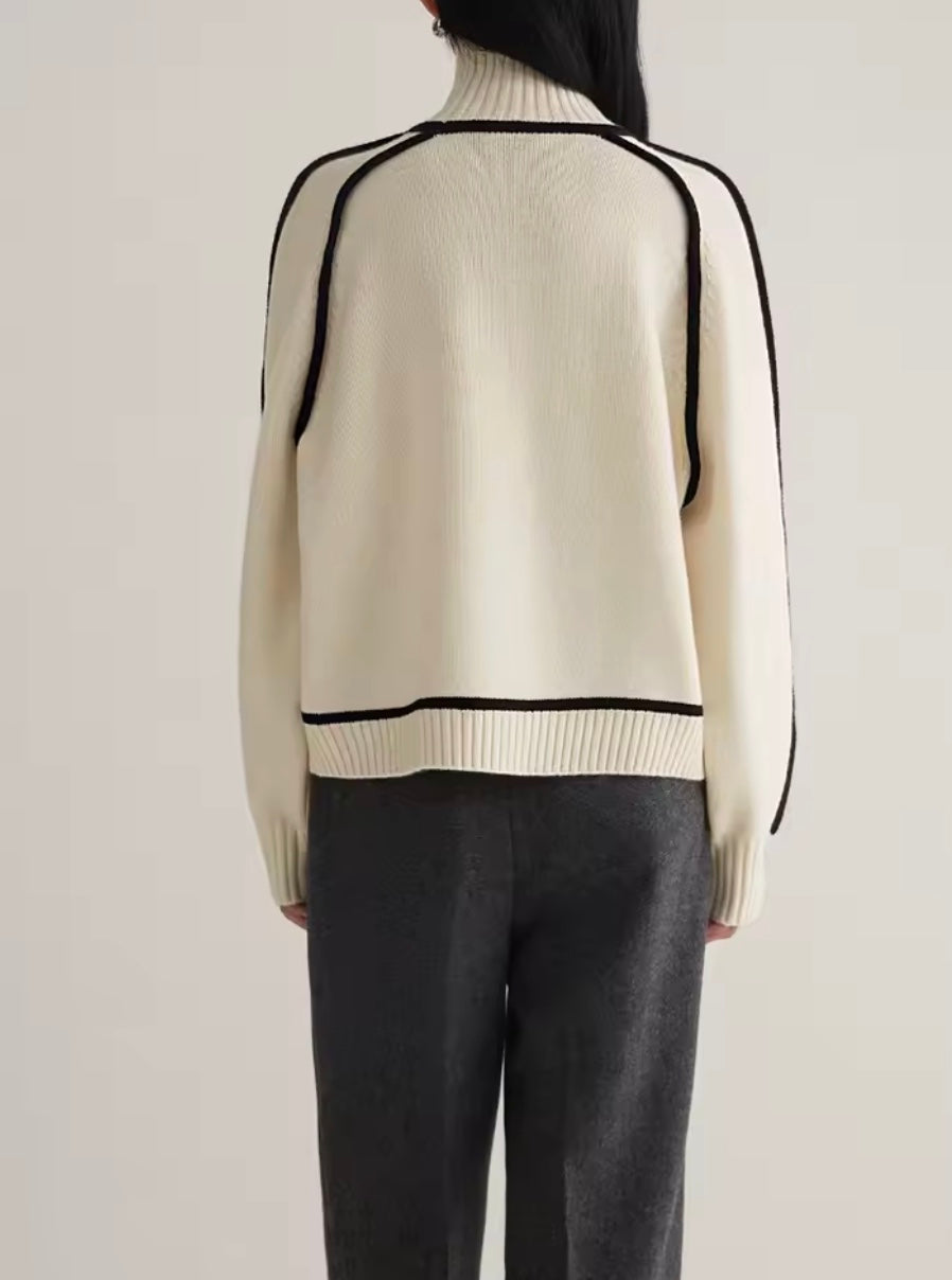 Faye | Contrast Trim Turtleneck Sweater