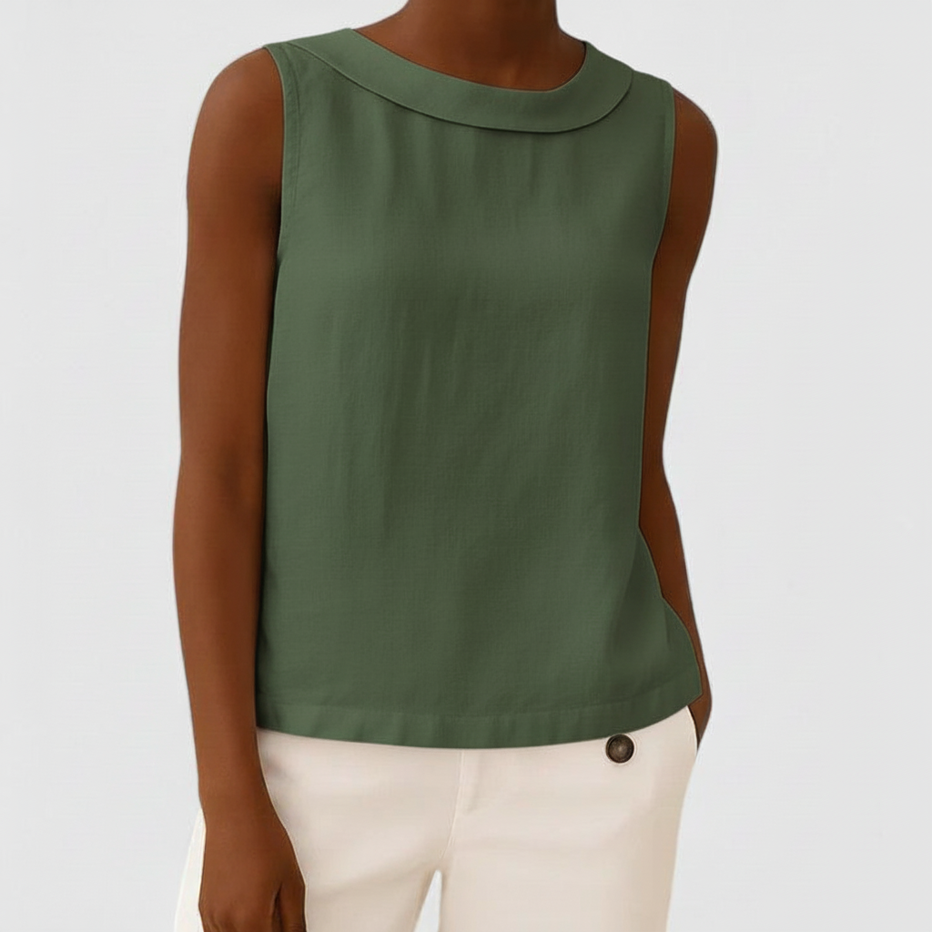 Anastine | Elegant Top with Roll Collar