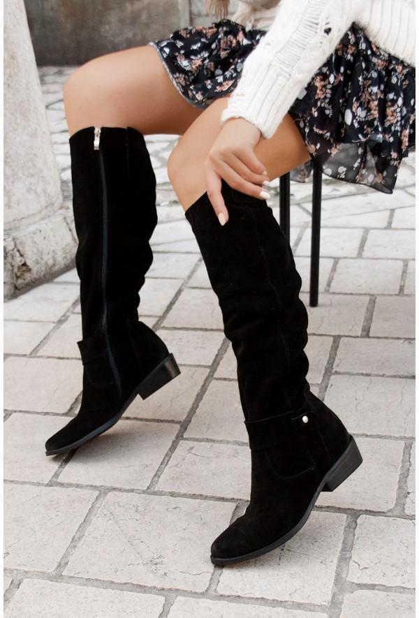 Odessa | Women's Suede Side Zip Pointed Toe Knee-High Boots