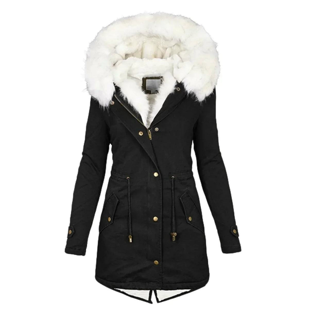Mia | Womens Fur Hooded Fleece Lined Parka Coat