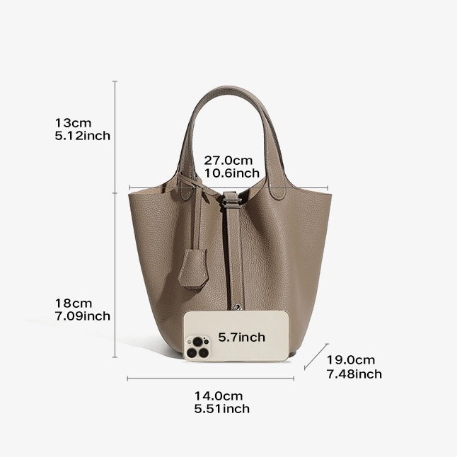 Sac cabas en cuir véritable pour femme avec boucle argentée