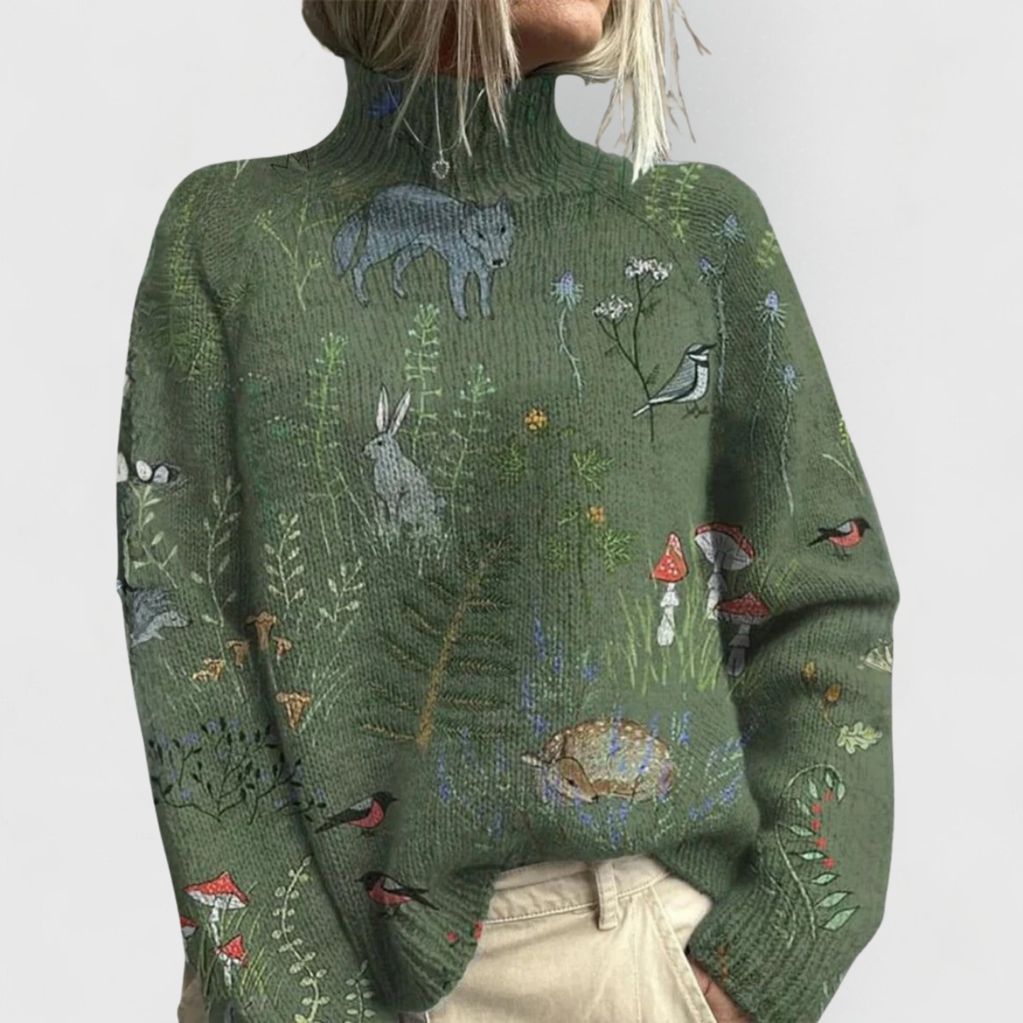 Marnie | Oversized Printed Turtleneck Sweater