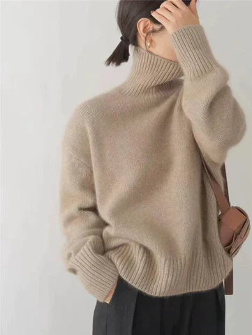 Amaya | Women's Cashmere Turtleneck Relaxed Fit Knit Sweater