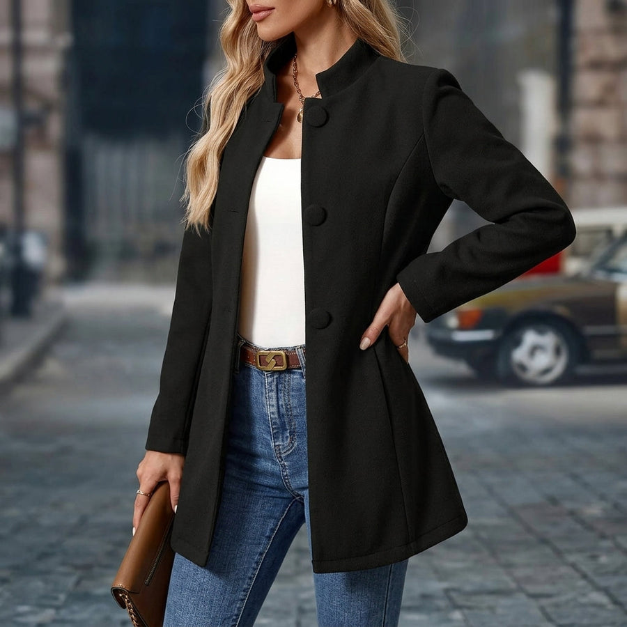 Noor | Women's Stand Collar Button-Front Coat