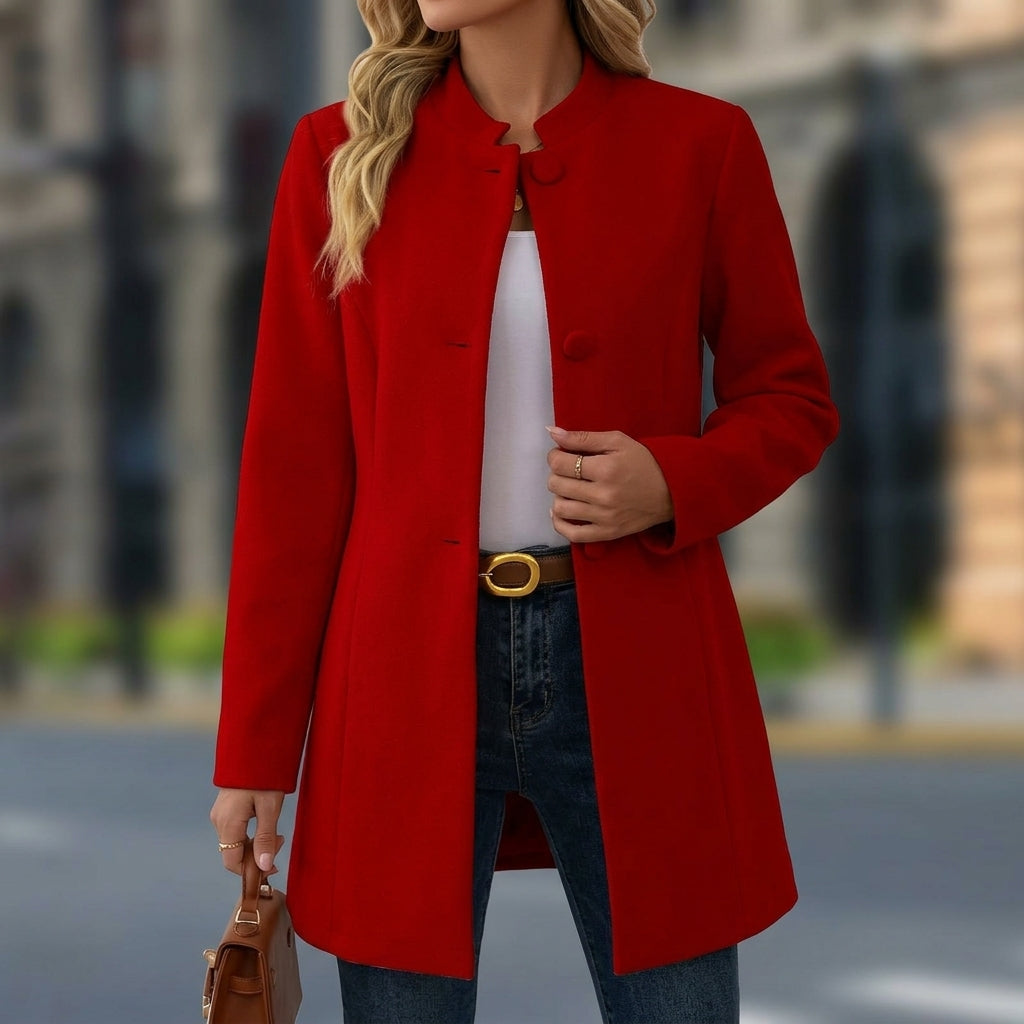 Noor | Women's Stand Collar Button-Front Coat
