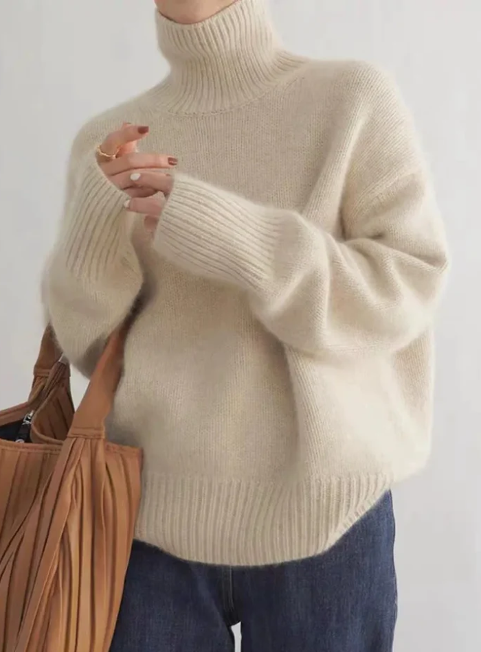 Odette | Ribbed Trim Turtleneck Sweater