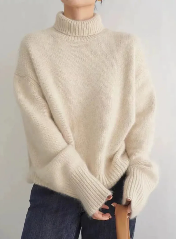 Odette | Ribbed Trim Turtleneck Sweater