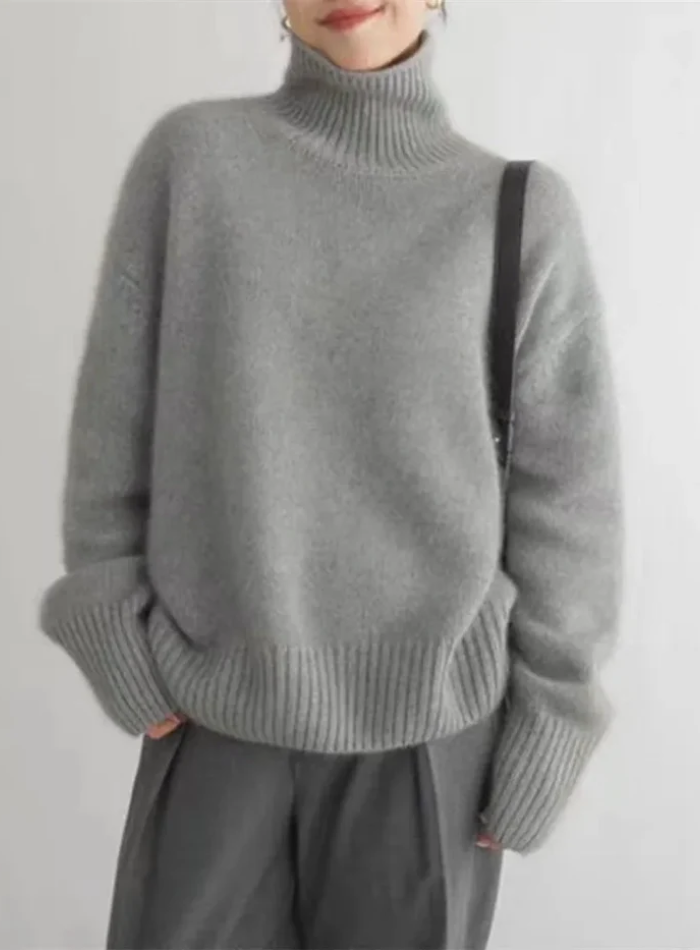 Odette | Ribbed Trim Turtleneck Sweater
