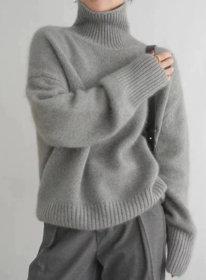 Odette | Ribbed Trim Turtleneck Sweater