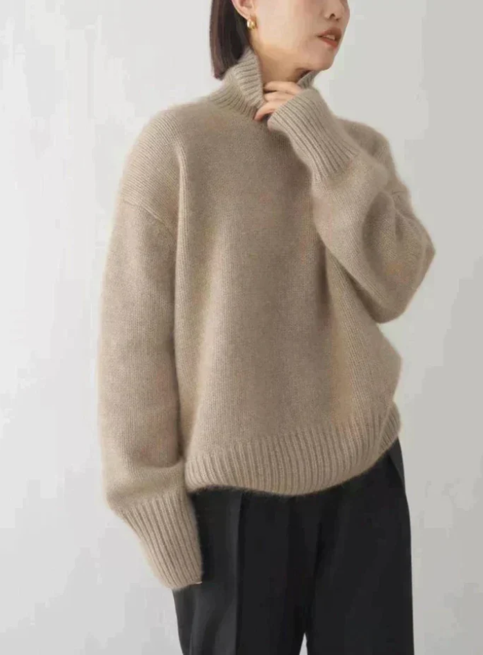 Odette | Ribbed Trim Turtleneck Sweater
