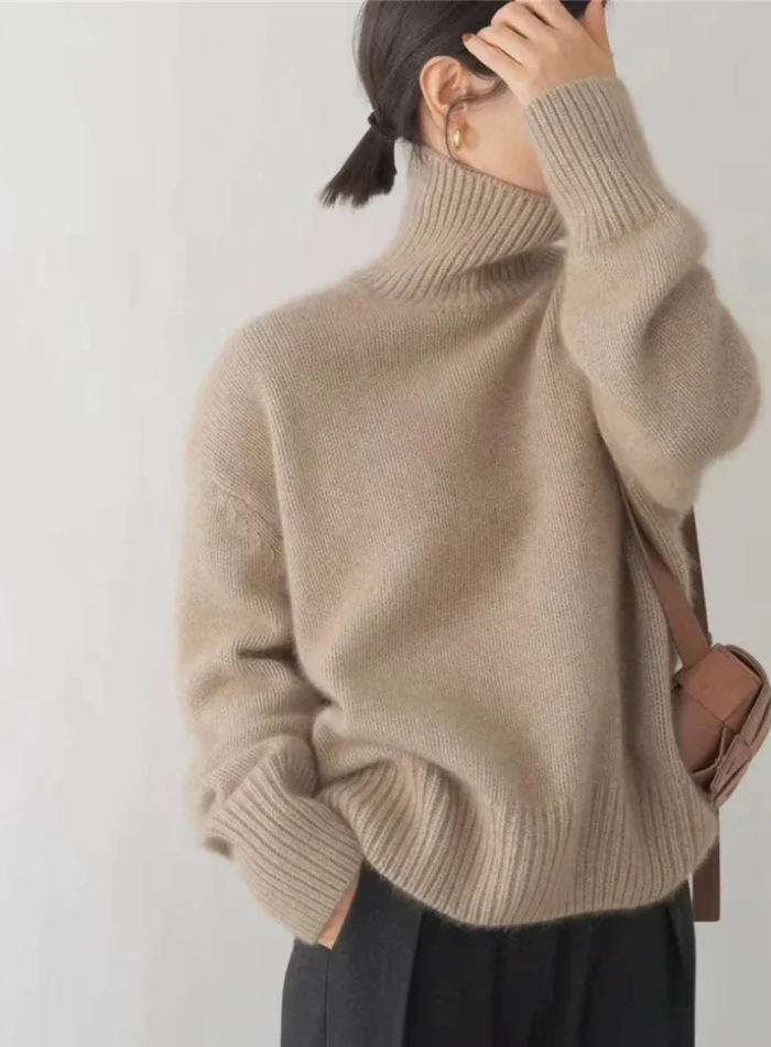 Odette | Ribbed Trim Turtleneck Sweater