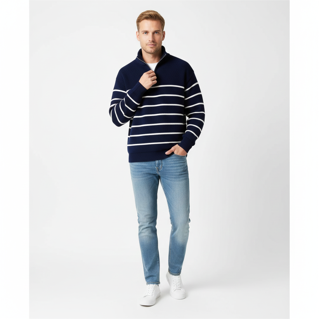 Marc | Men's Striped Half-Zip Sweater