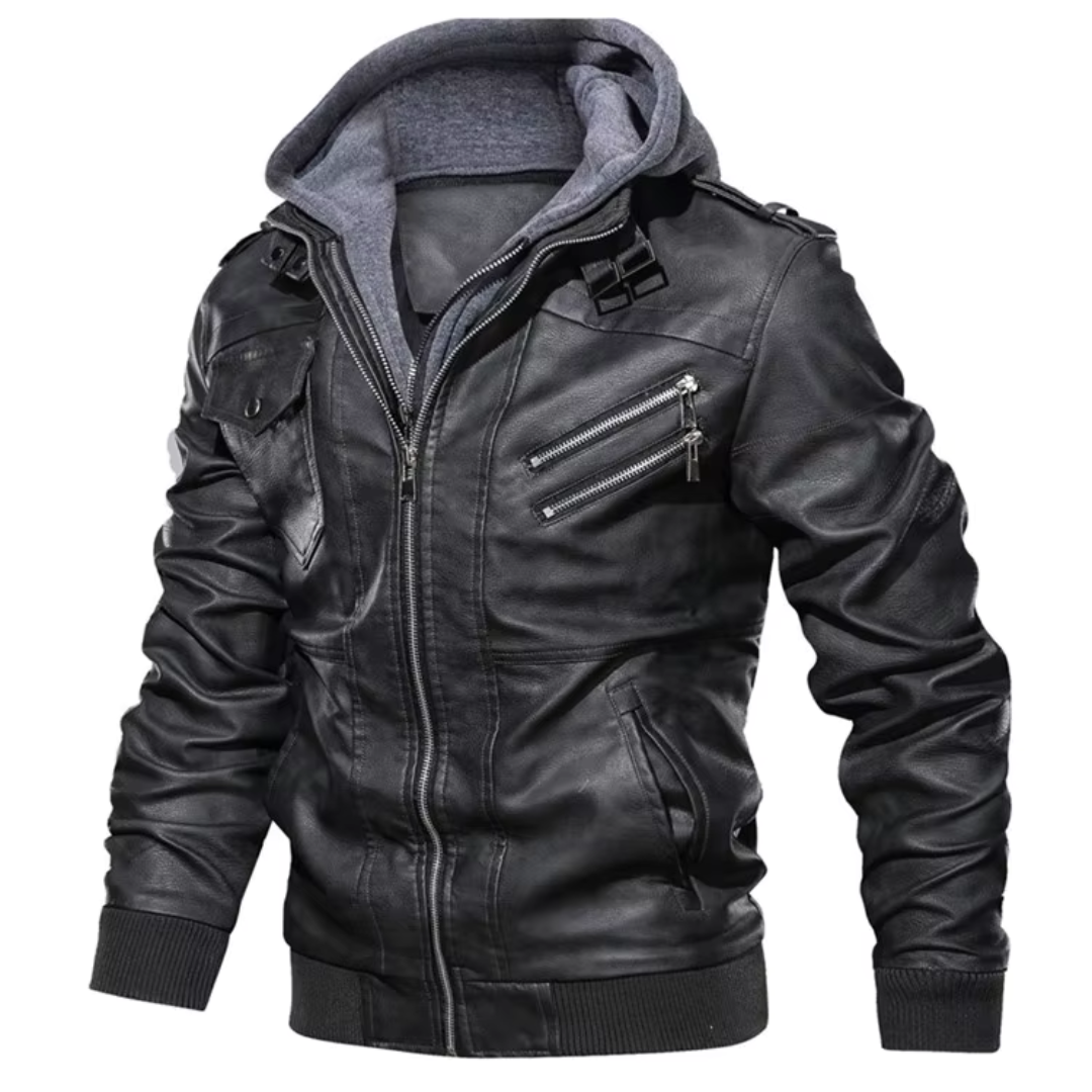 Jareth | Motorcycle Leather Jacket with Hood