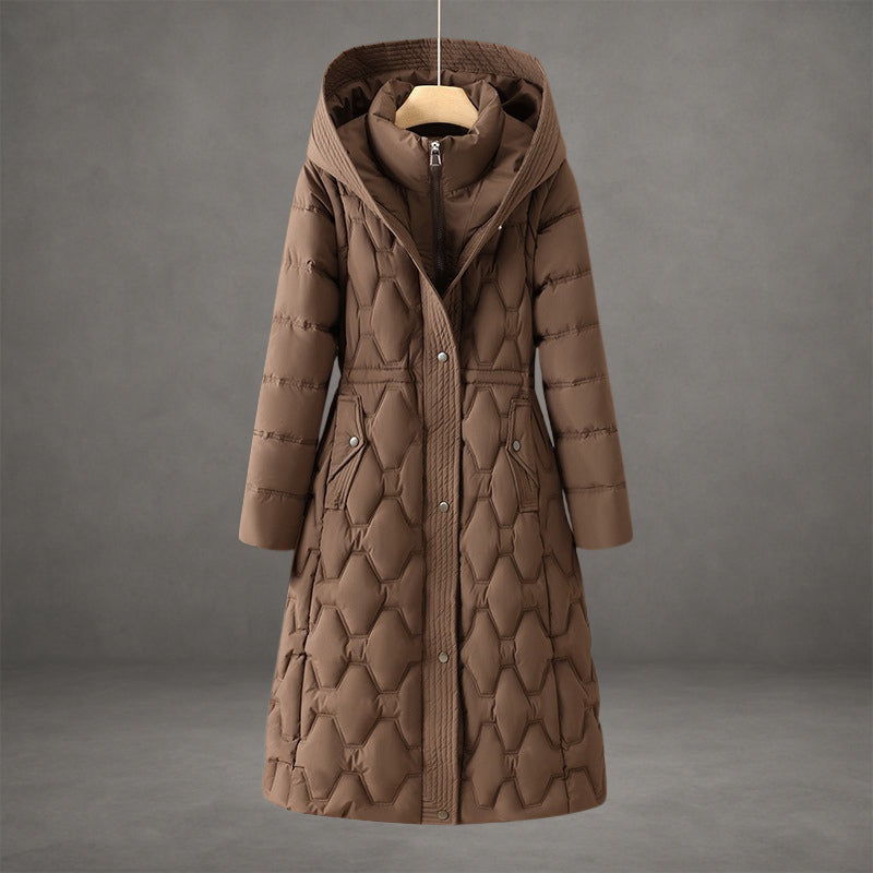 Ava | Womens Longline Hooded Down Coat Fall Parka