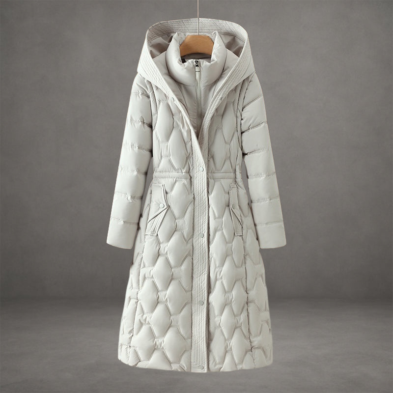Ava | Womens Longline Hooded Down Coat Fall Parka