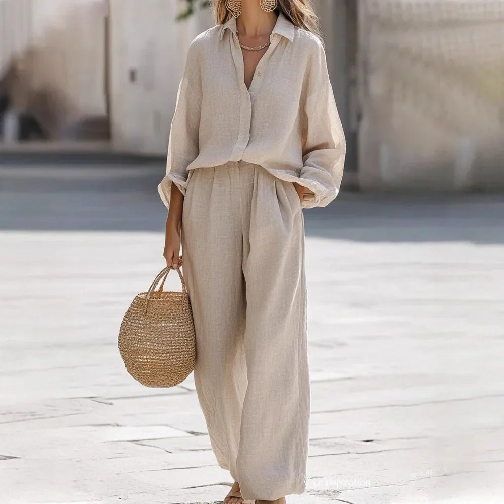 Giuseppe | Ensemble d'été femme en coton et lin élégant