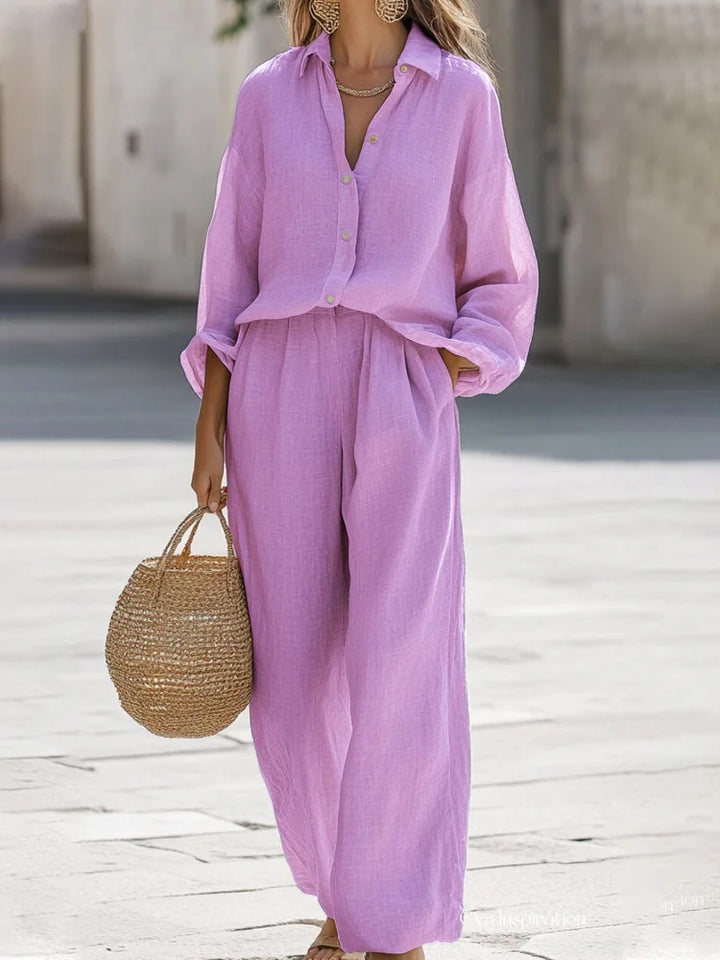 Giuseppe | Ensemble d'été femme en coton et lin élégant