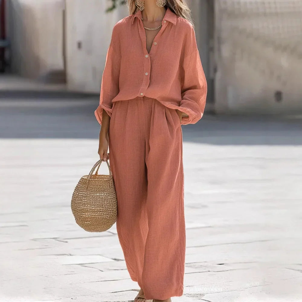 Giuseppe | Ensemble d'été femme en coton et lin élégant