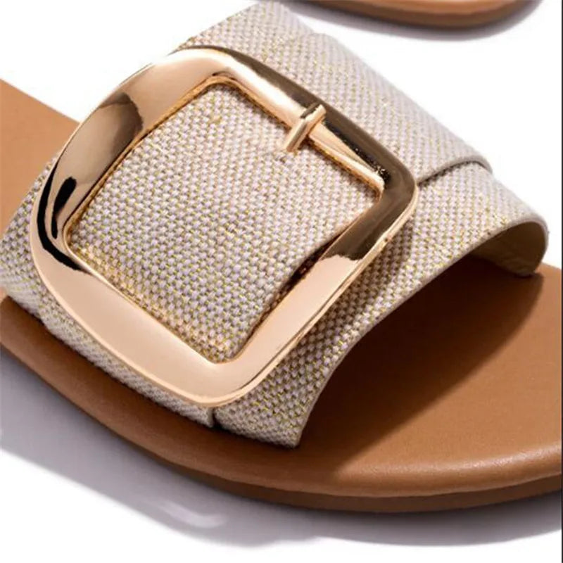 Soleil | Women's Oversized Buckle Open-Toe Comfortable Slides