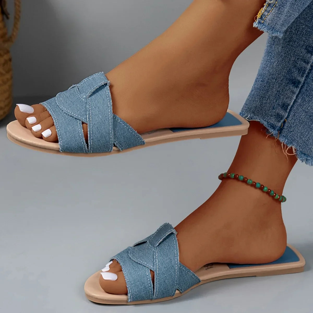 Livia | Women's Vegan Leather Square-Toe Comfortable Slides