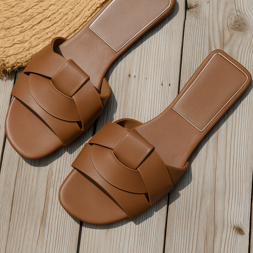 Livia | Women's Vegan Leather Square-Toe Comfortable Slides