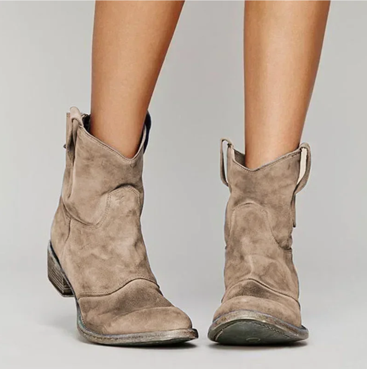 Marlo | Women's Suede Round Toe Low Heel Ankle Boots