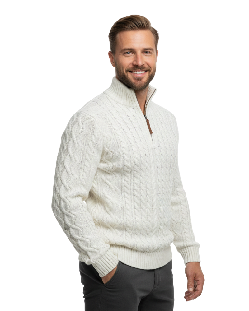 Vhong | Men's Cable Knit Half-Zip Sweater