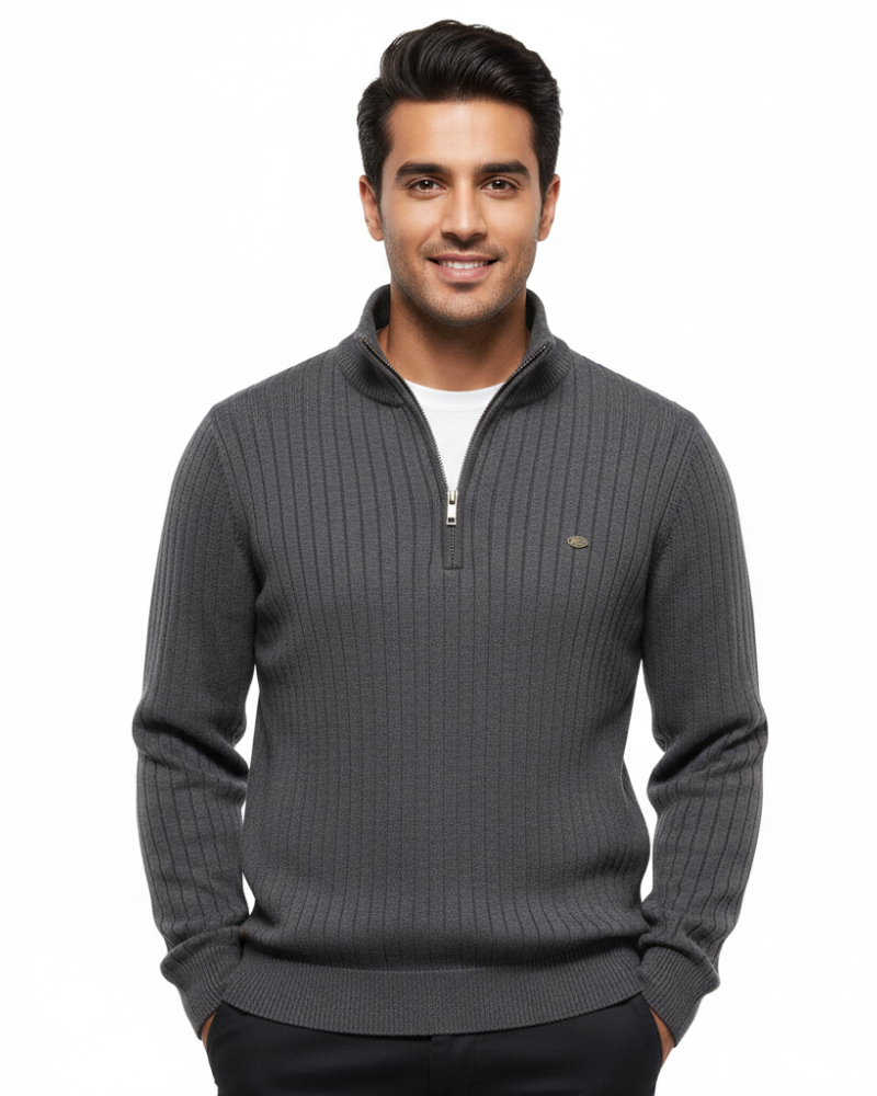 Simon | Men's Textured Half-Zip Sweater