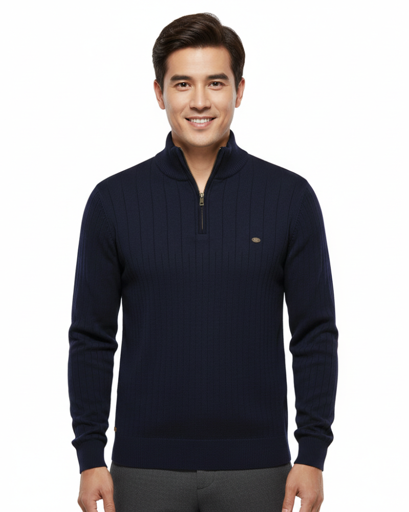 Simon | Men's Textured Half-Zip Sweater