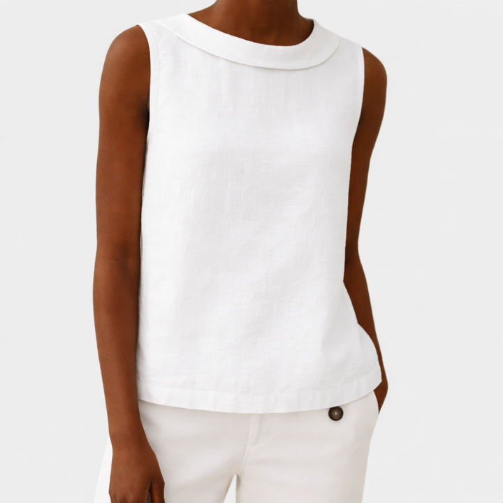 Anastine | Elegant Top with Roll Collar